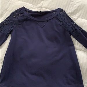 Navy lace shoulder top